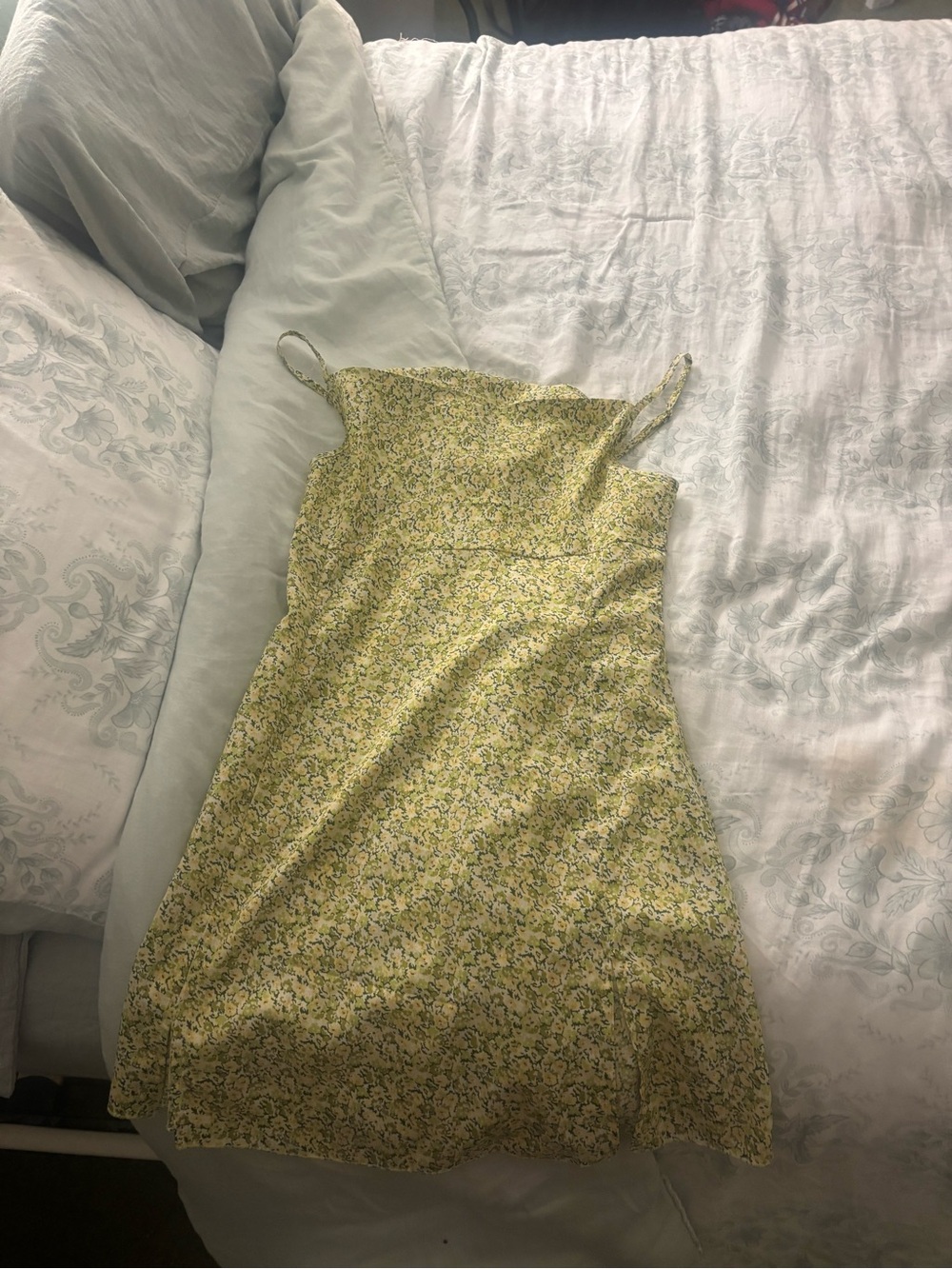 Yellow Floral Spaghetti Strap Dress